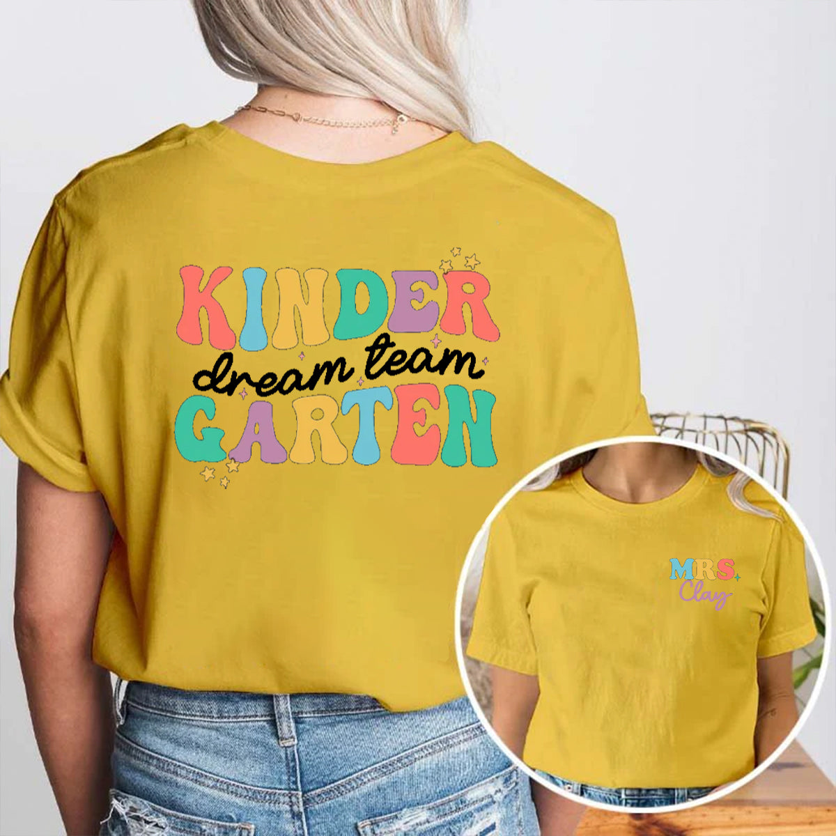 Personalized Name And Grade Dream Team Double Printed T-shirt