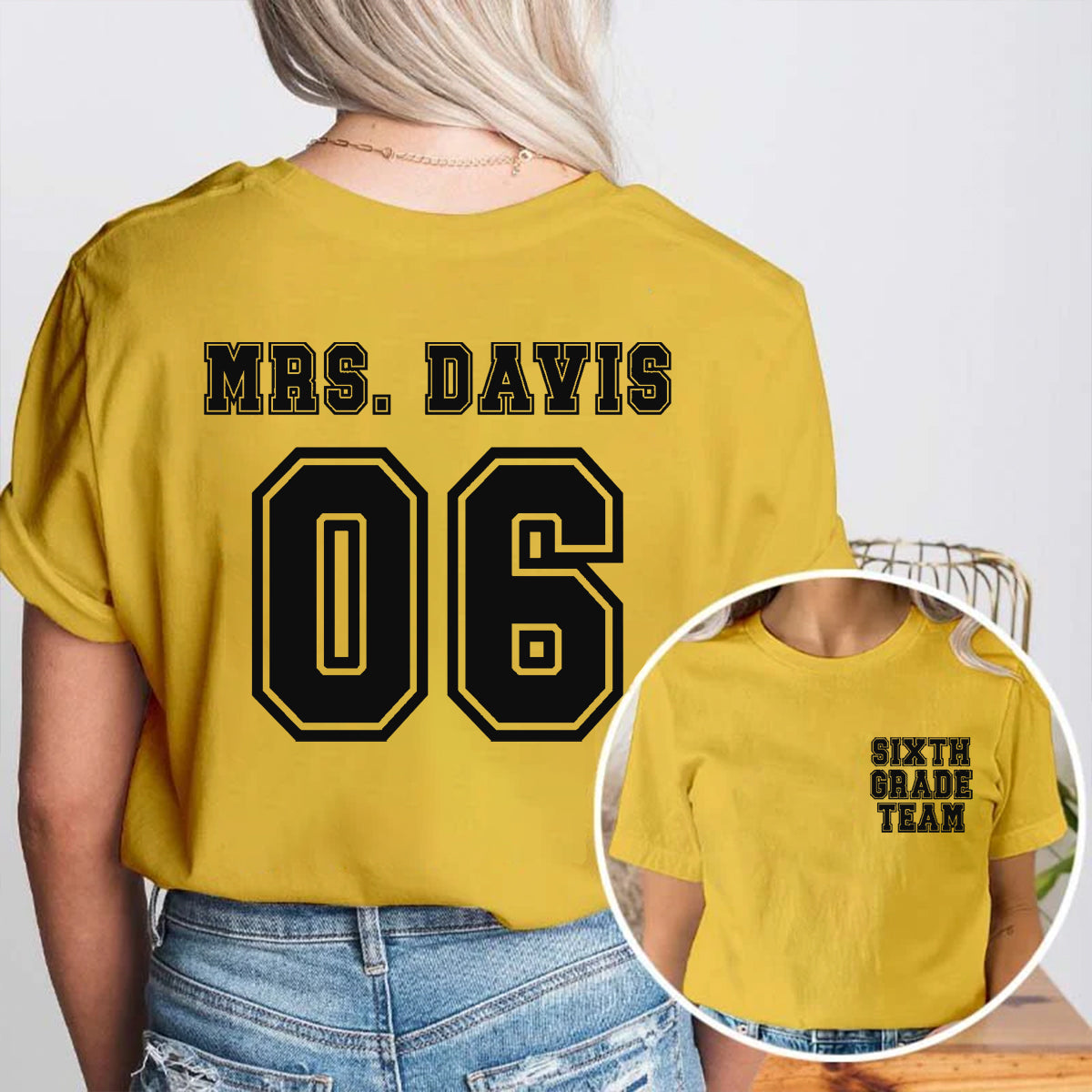 Personalized Grade And Name Team Double Printed T-shirt