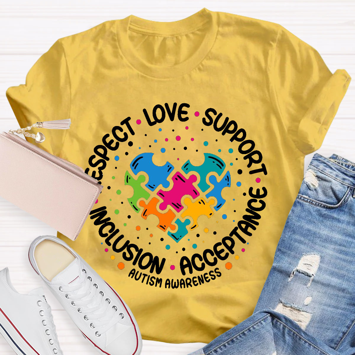 Love Support Acceptance Inclusion Respect Autism Awareness T-Shirt