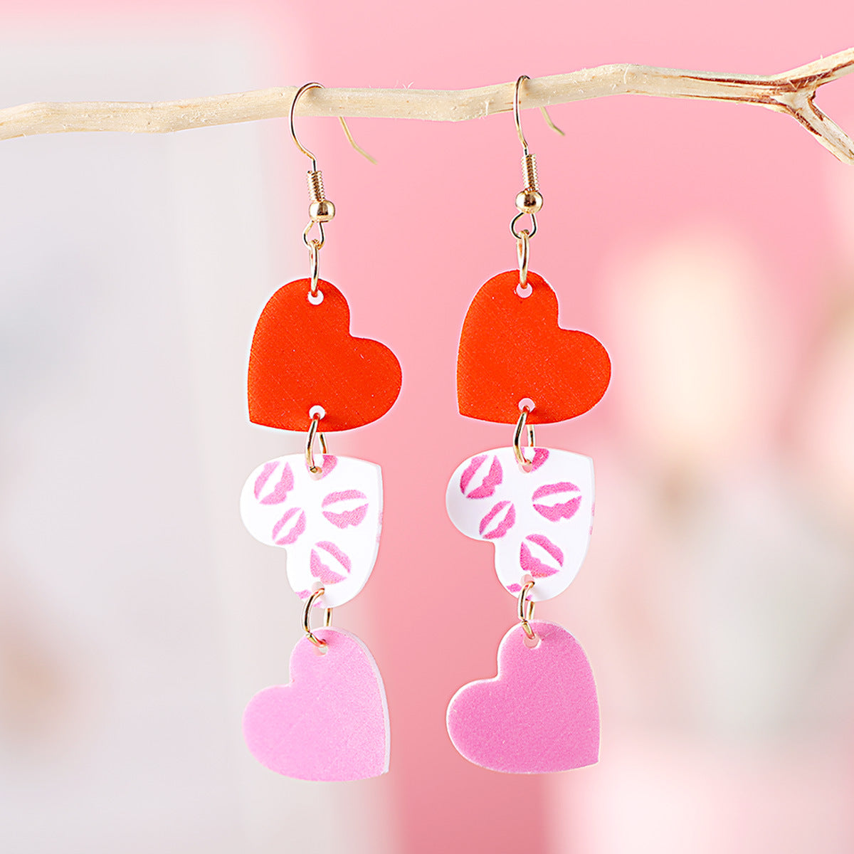 Heart-Shaped Triple-Earring Sequins For Valentine'S Day