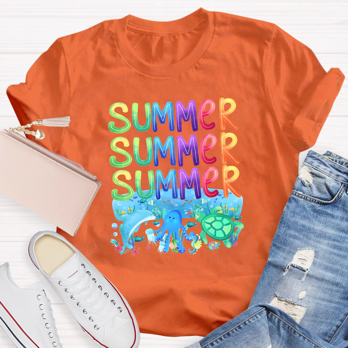 Rainbow Summer Teacher T-Shirt
