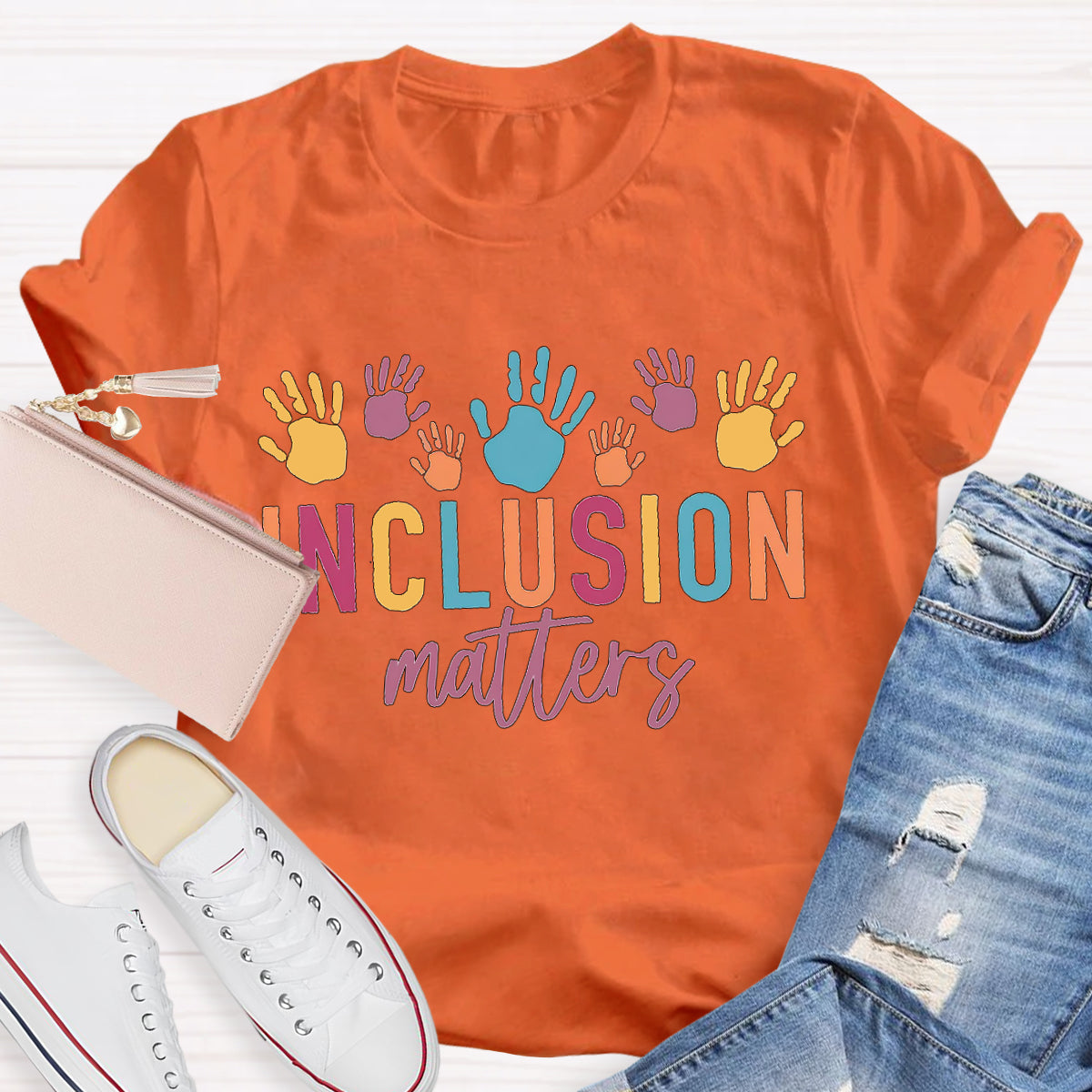 Inclusion Matters Colorful Hands Teacher T-Shirt