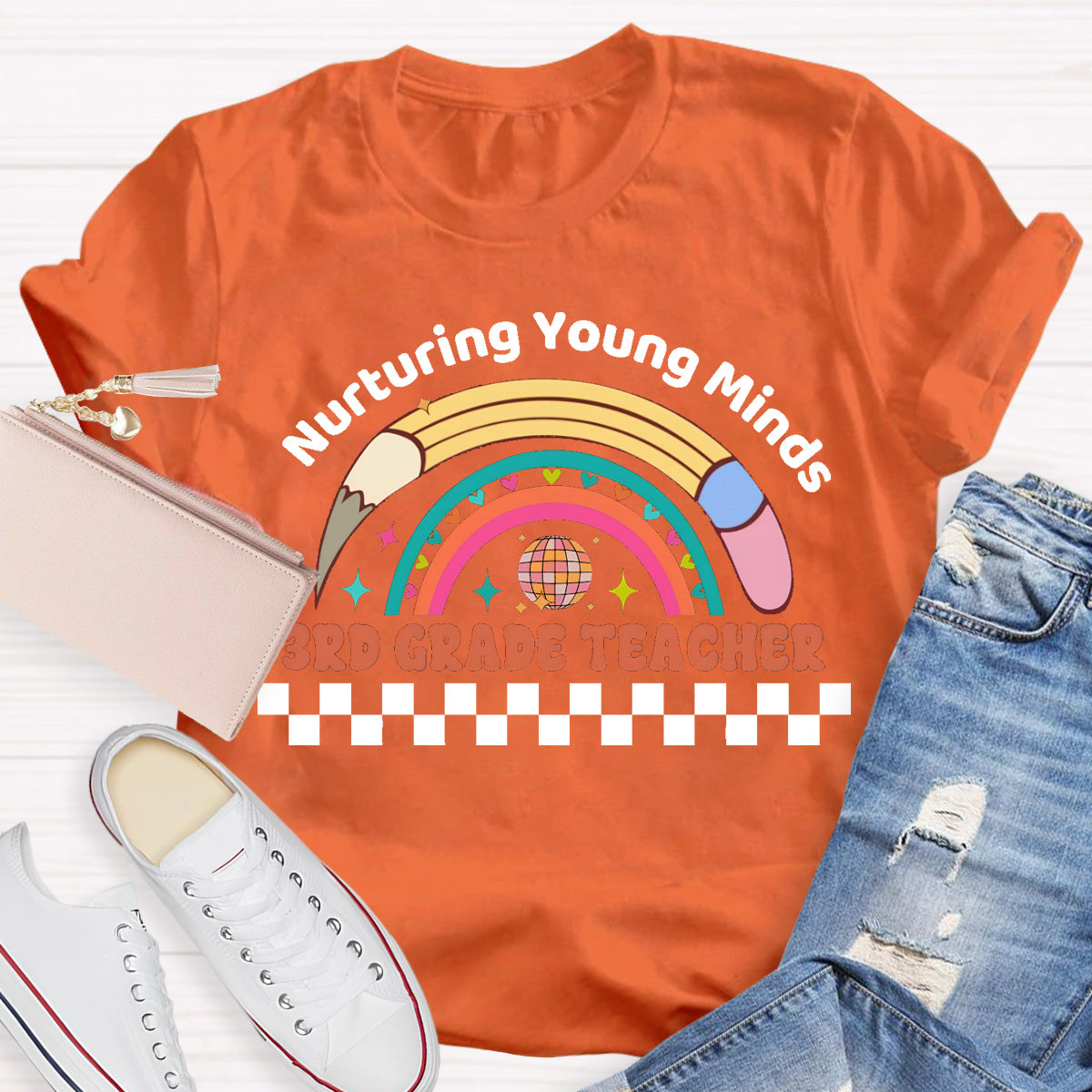 Personalized Grade Nurturing Young Minds Teacher T-Shirt