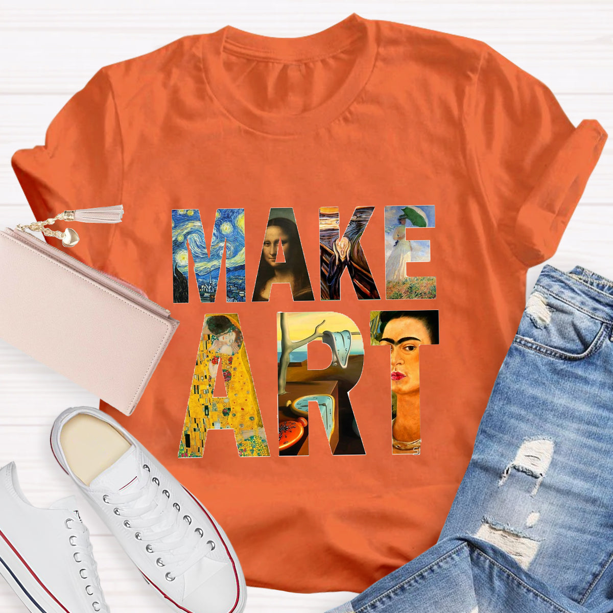 Make Art Printed Teacher T-Shirt