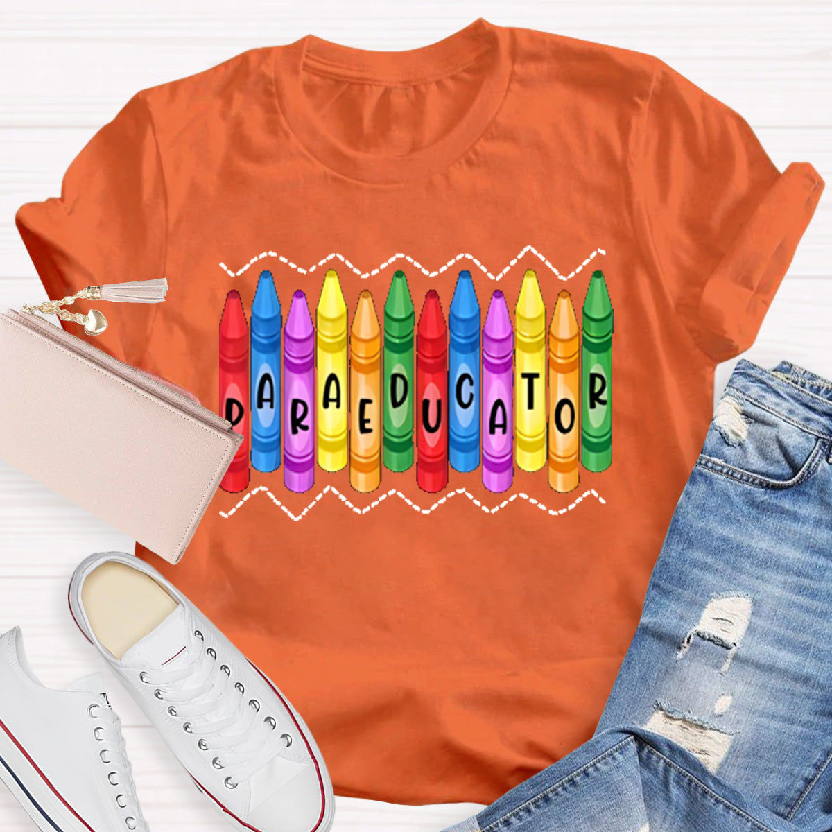 Paraeducator Colorful Pencil Teacher T-Shirt