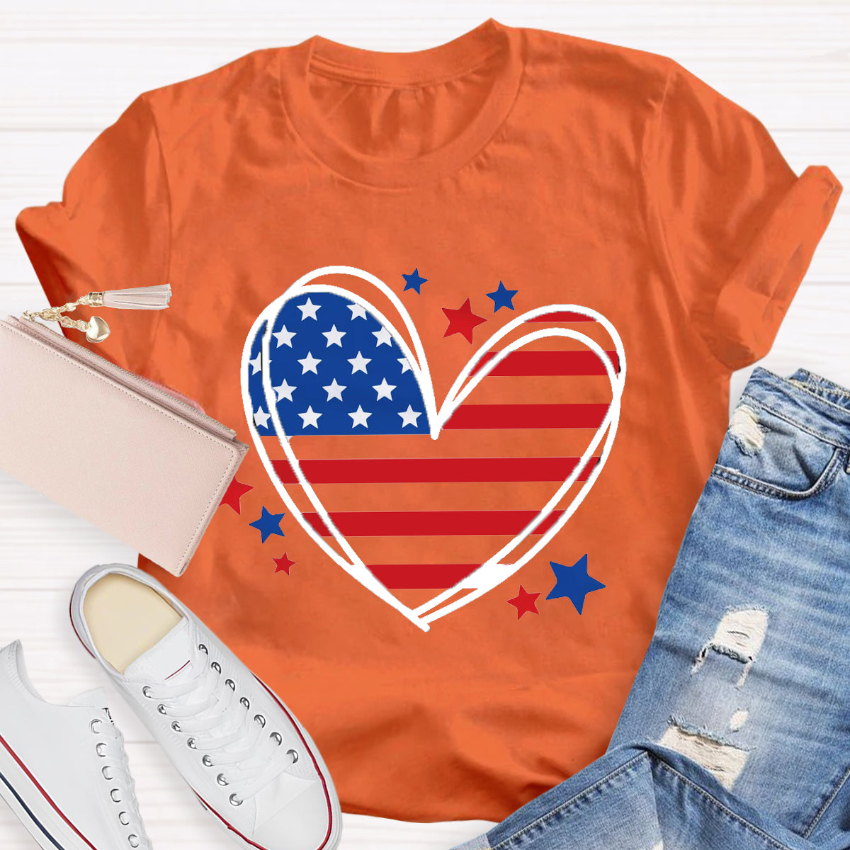 Love Heart USA Teacher T-Shirt