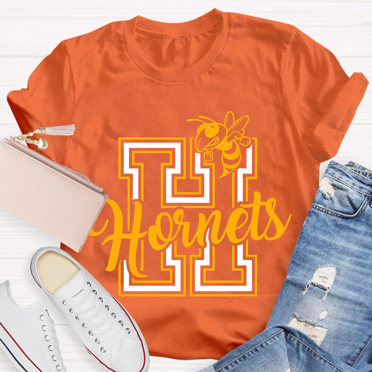 Personalized School Mascot Hornets Teacher T-Shirt