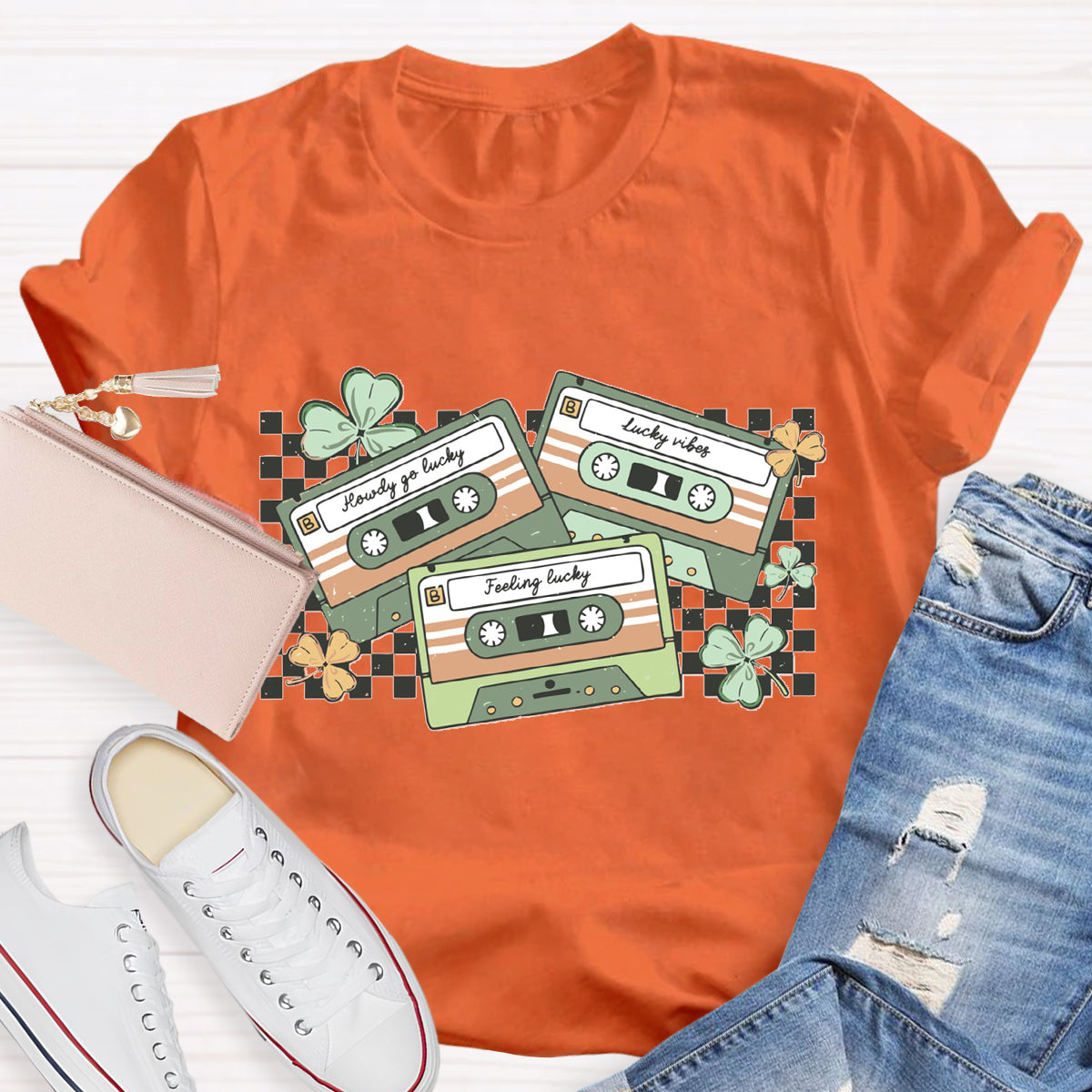 Retro Shamrock Cassette Tapes T-Shirt