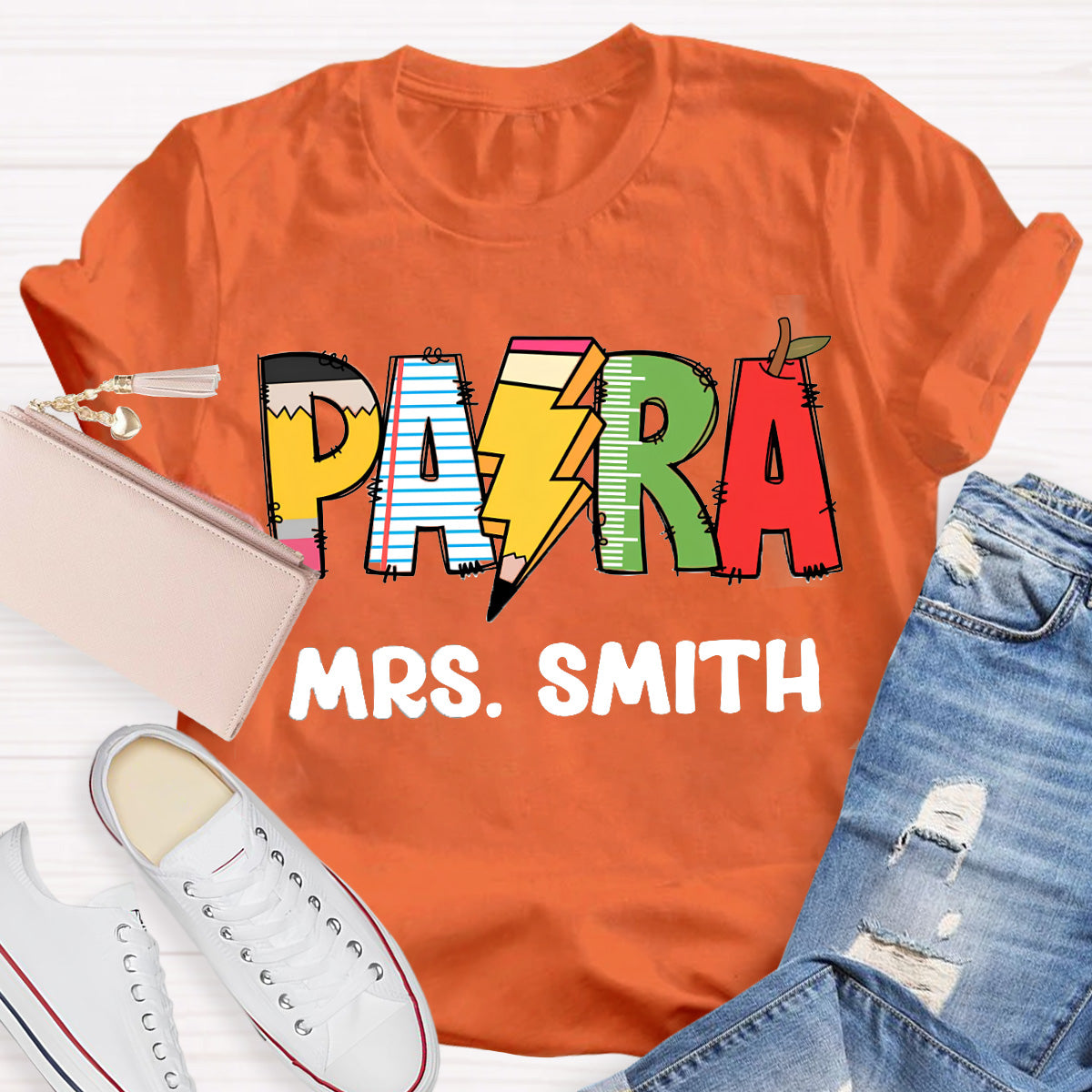 Personalize Name Pencil Teacher T-Shirt