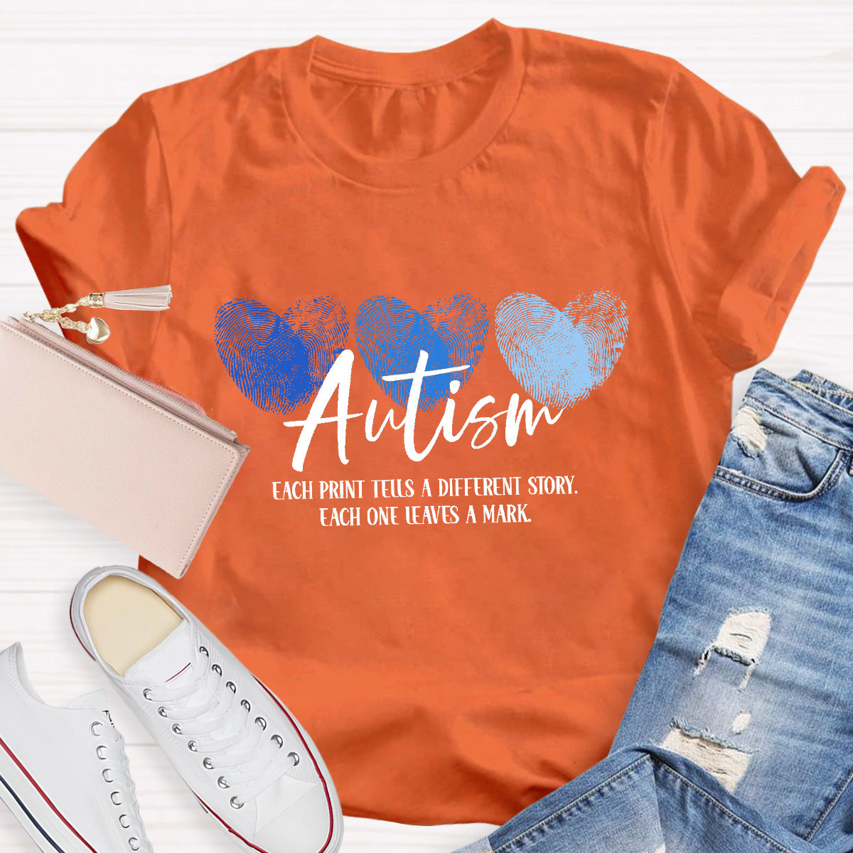Autism Each One Leaves A Mark Teacher T-Shirt