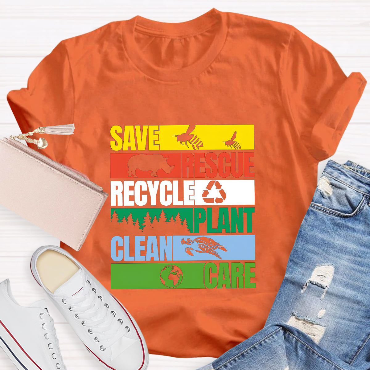 Save Rescue Recycle Plant Clean Care T-Shirt