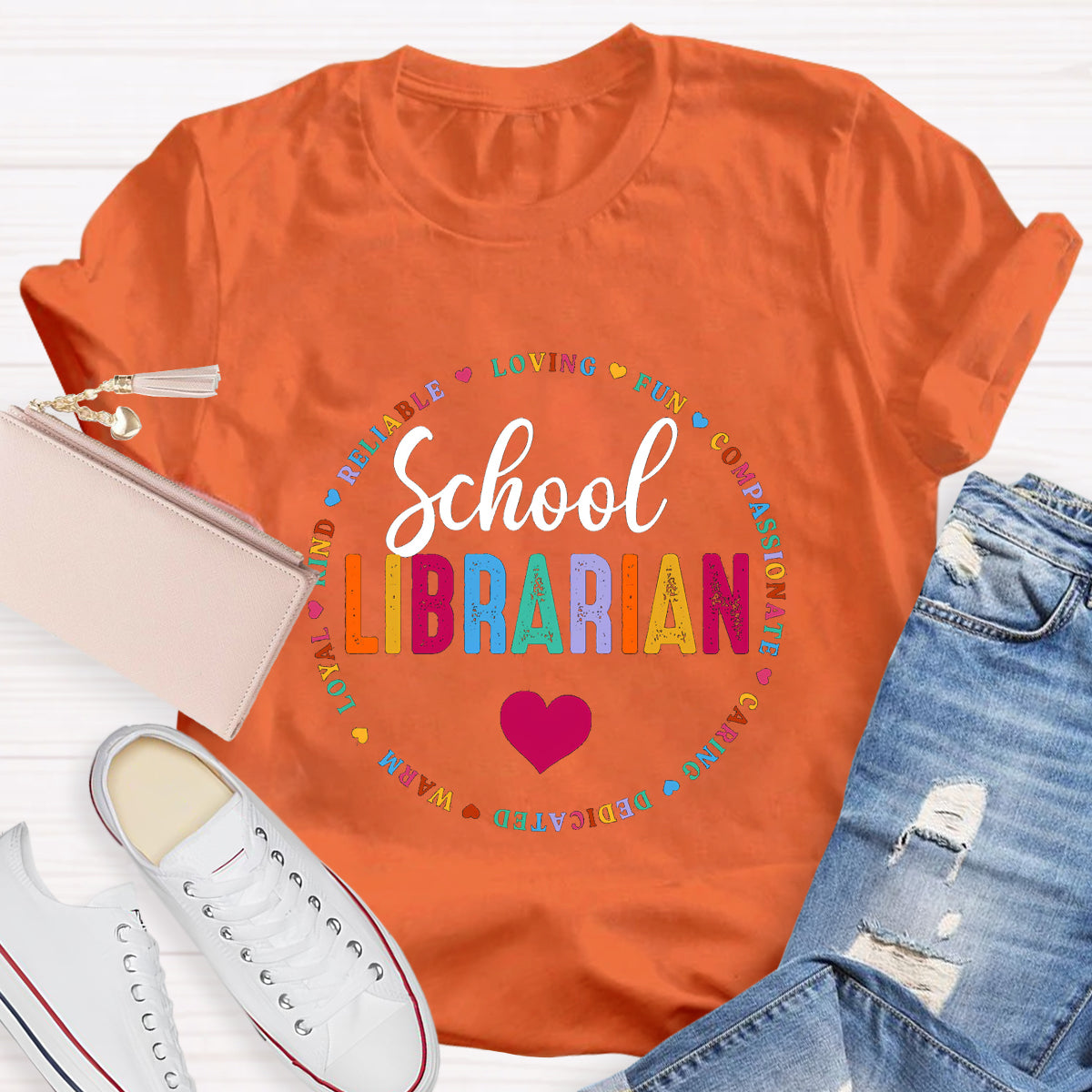 School Librarian Loving Fun Compassionate Teacher T-Shirt