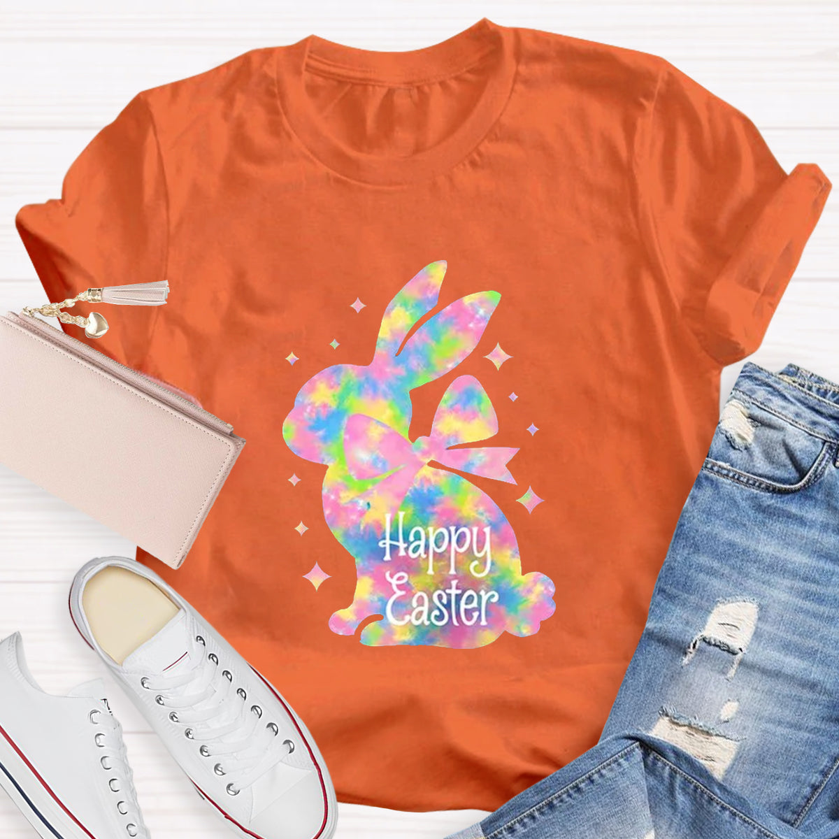 Happy Easter Colorful Bunny Teacher T-Shirt