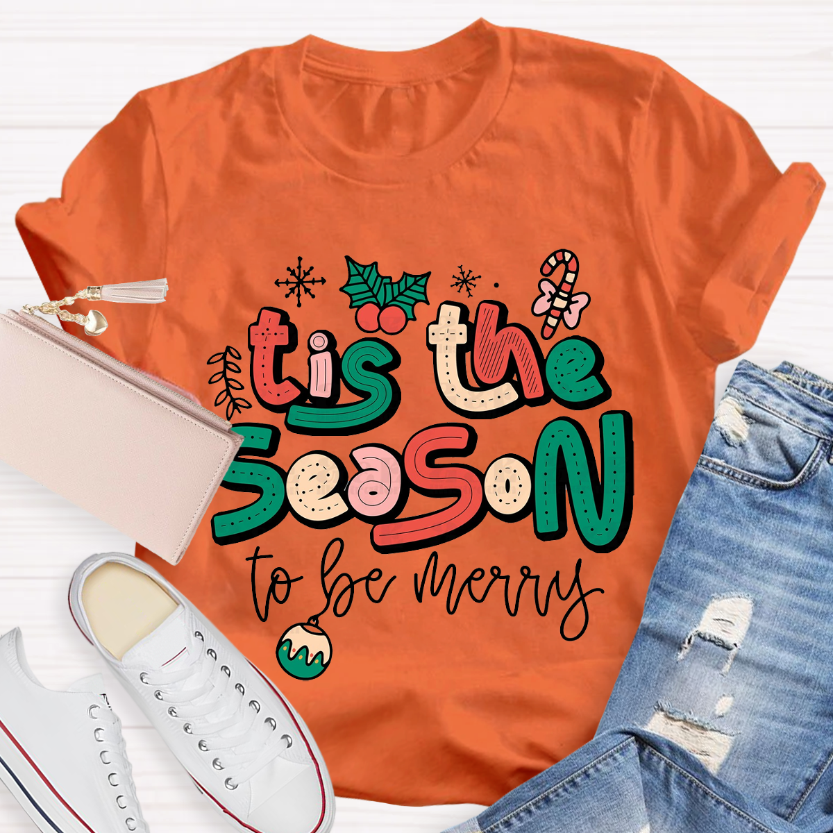 Cute Chrsitmas Tis The Season Teacher T-Shirt