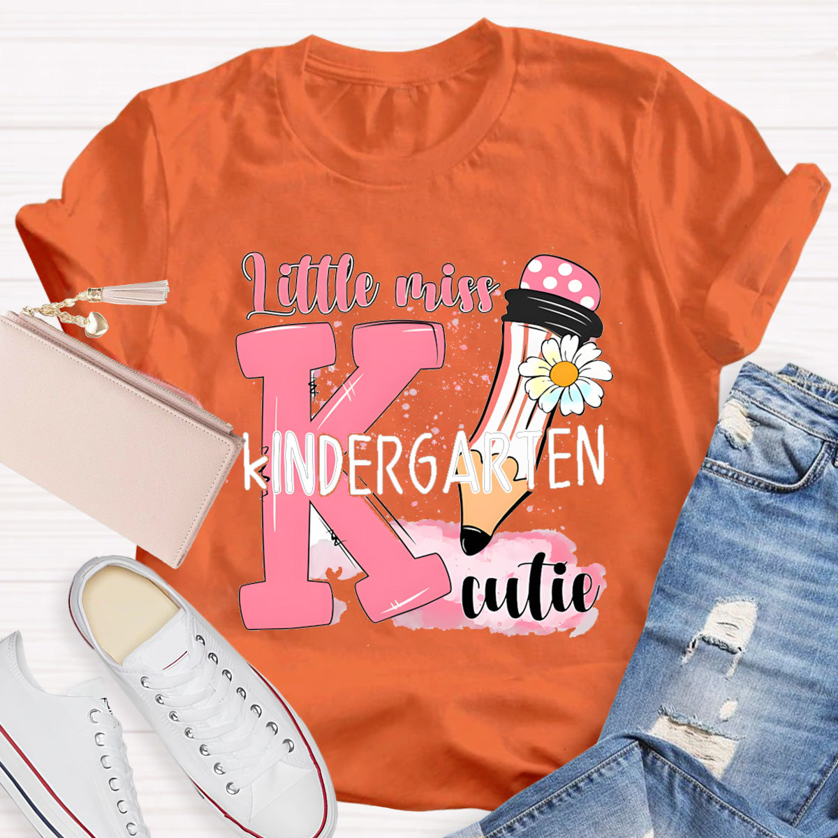 Personalized Grade Little Miss Kindergarten Cutie Teacher T-Shirt