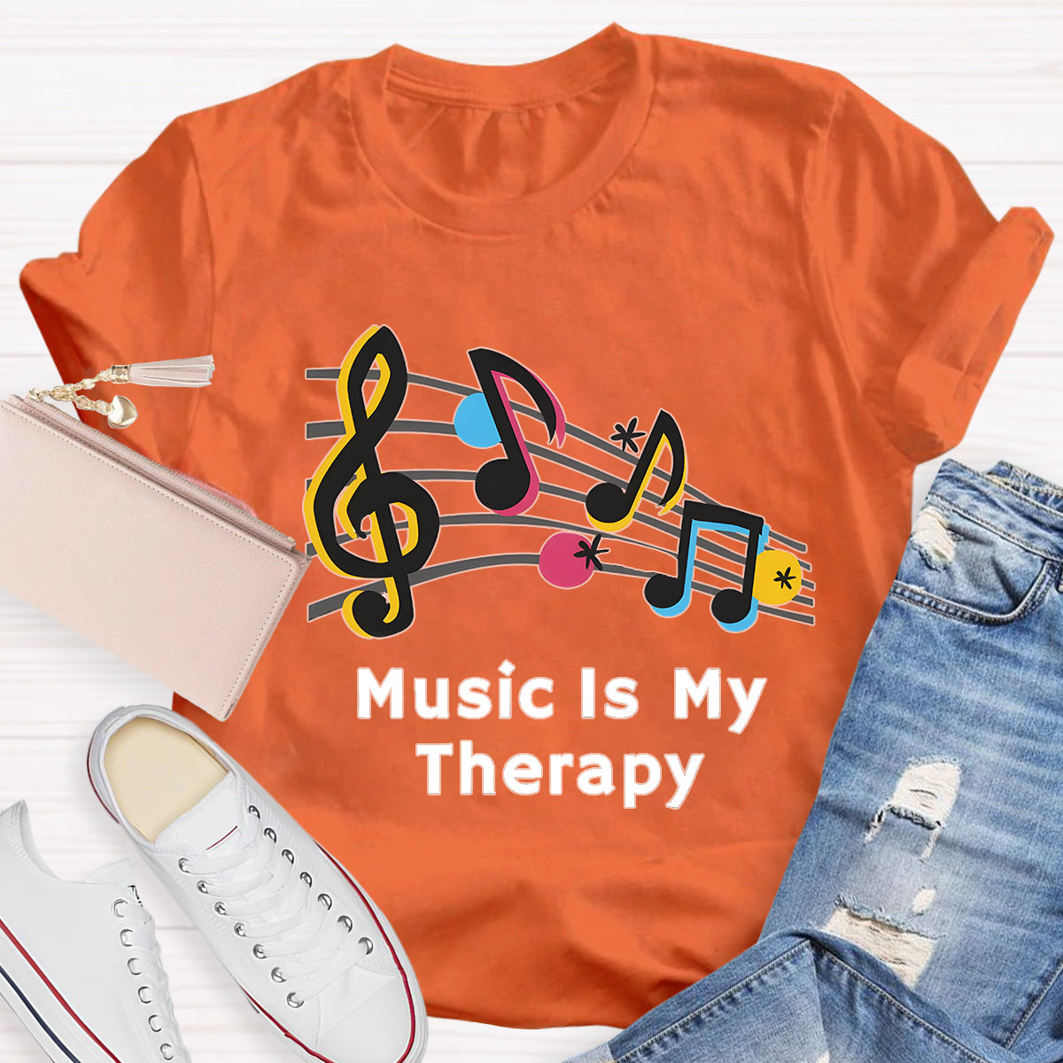 Music Is My Therapy Teacher T-Shirt