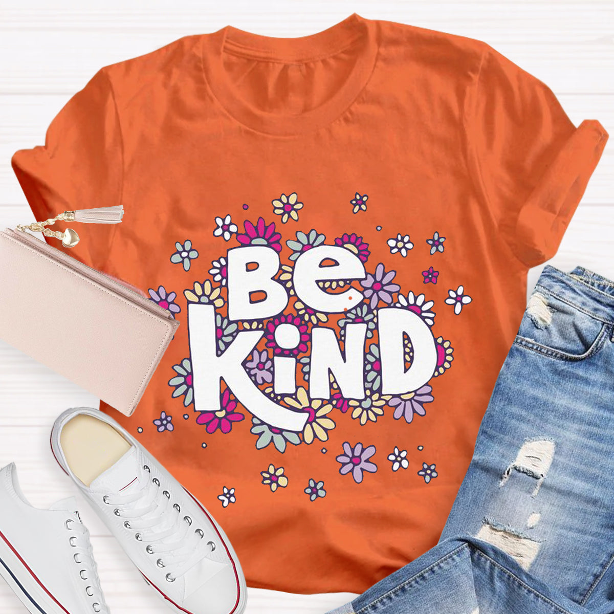Cute Flower Be Kind Teacher T-Shirt