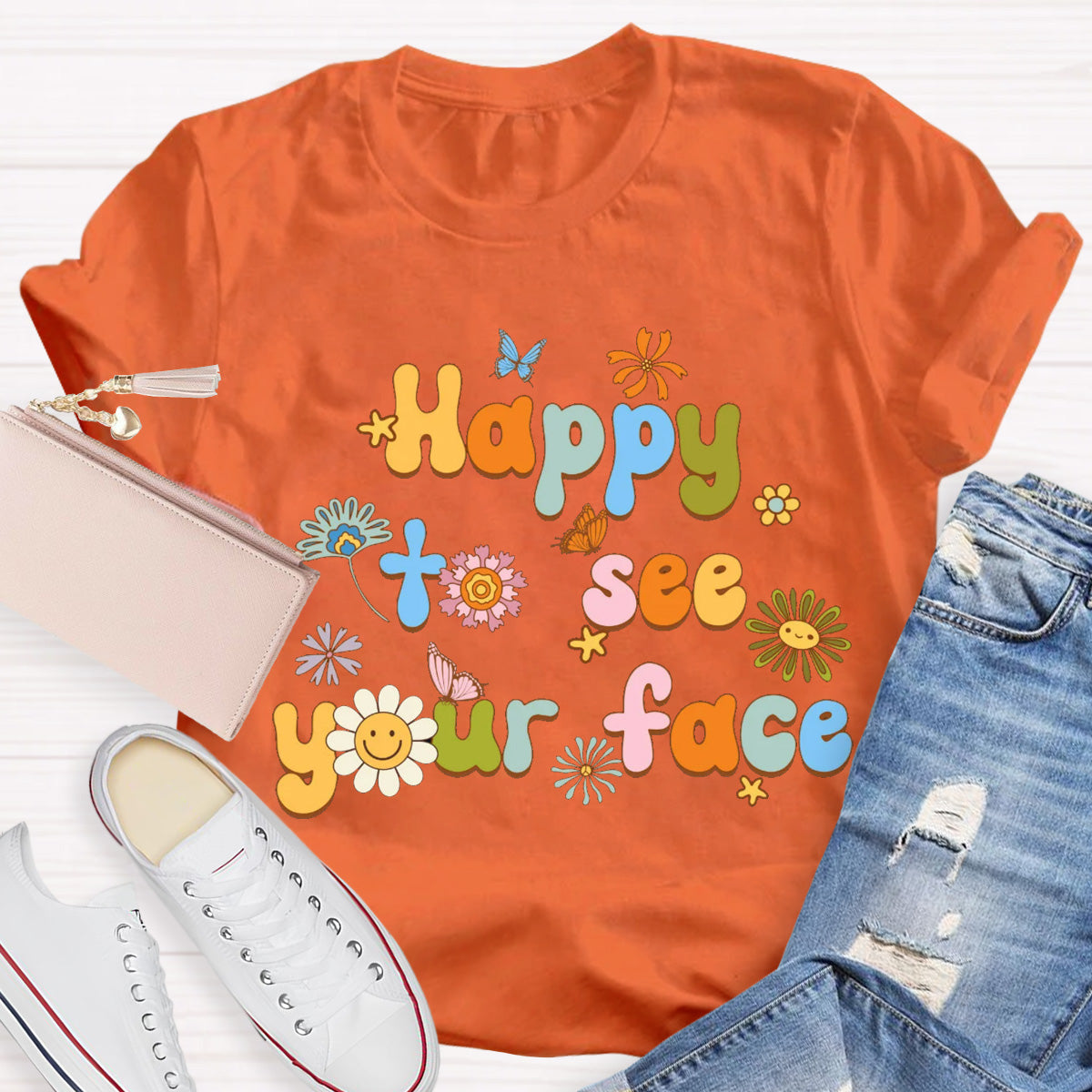 Happy To See Your Face Back To School Floral T-Shirt