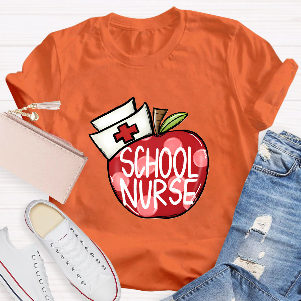 School Nurse Hat With Apple T-Shirt
