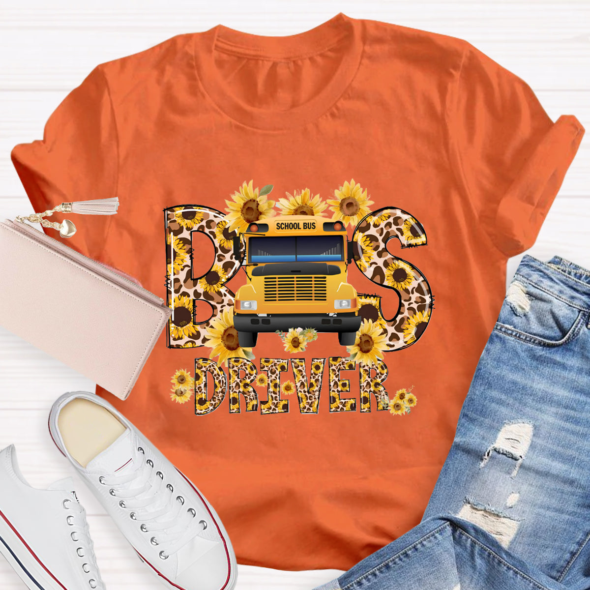 Sunflower School Bus Driver T-Shirt
