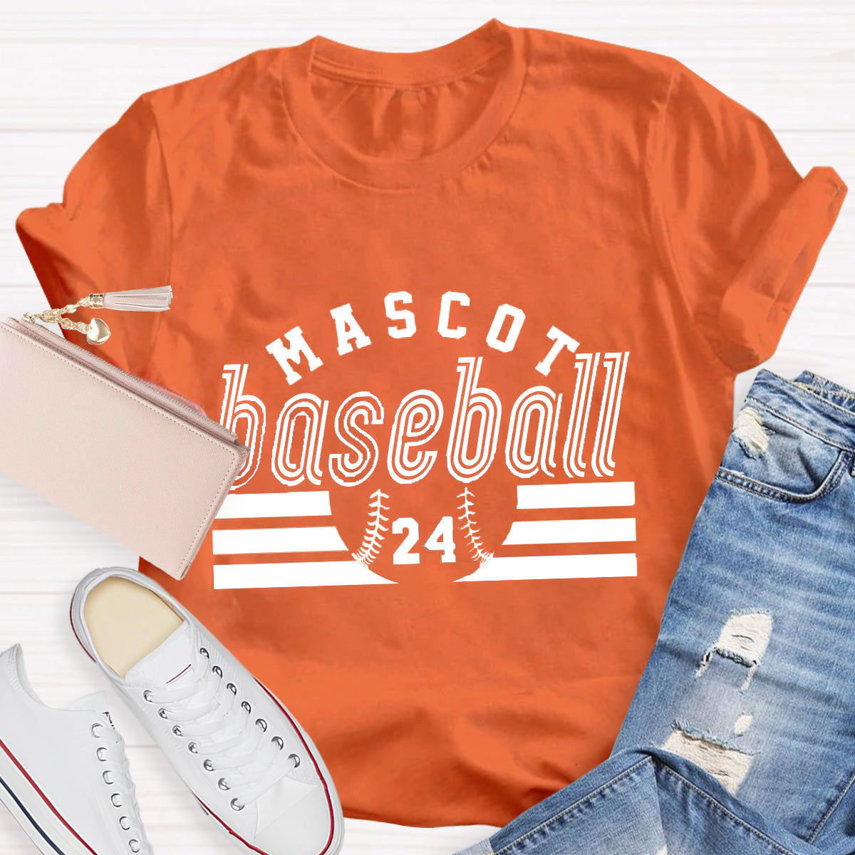 Personalized Mascot And Number Baseball Game T-Shirt