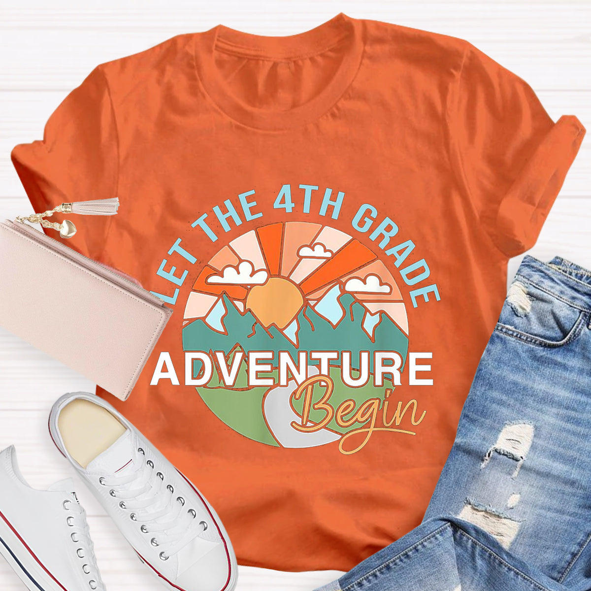 Personalized Grade Let The 4th Grade Adventure Begin Teacher T-Shirt