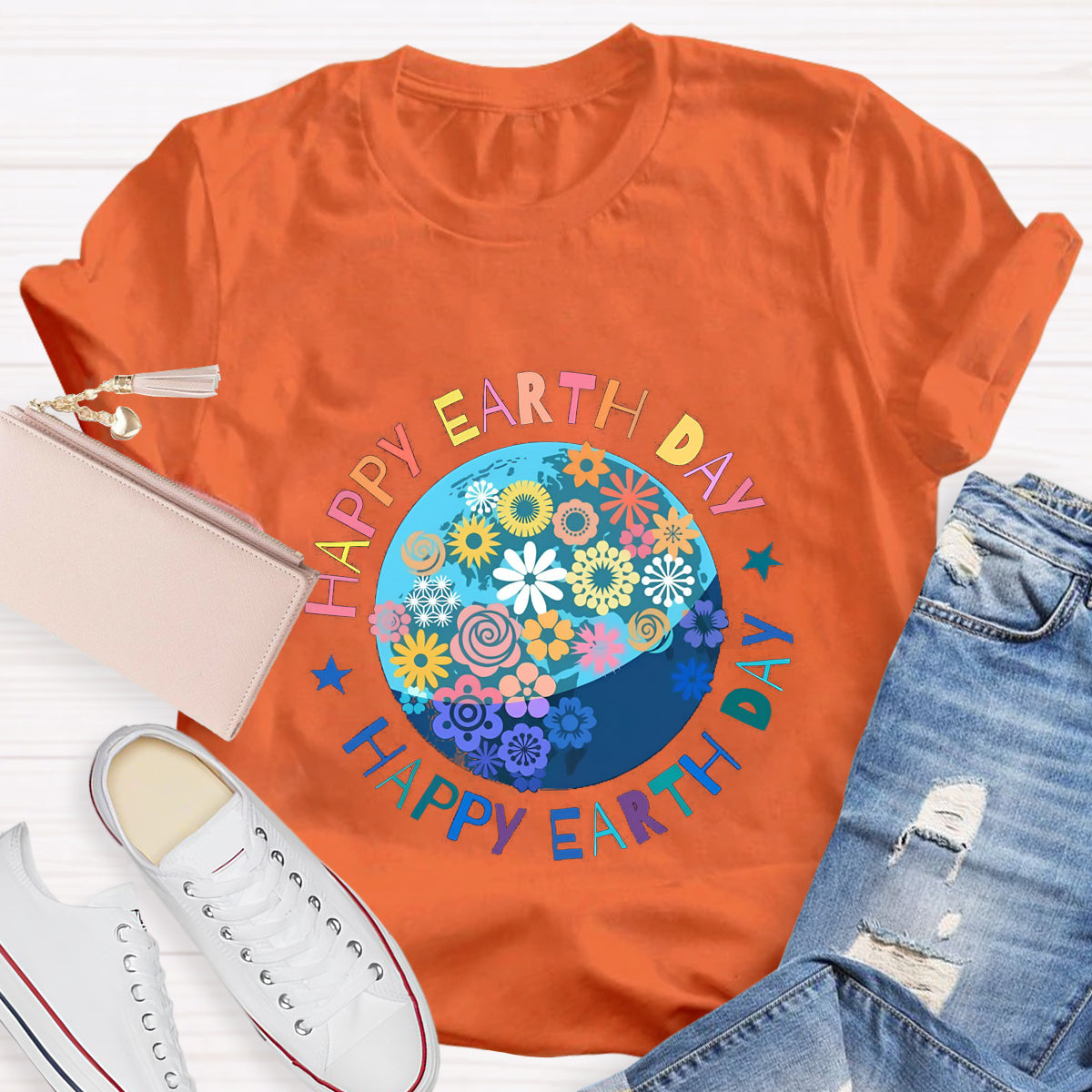 Happy Earth Day Floral Earth T-Shirt