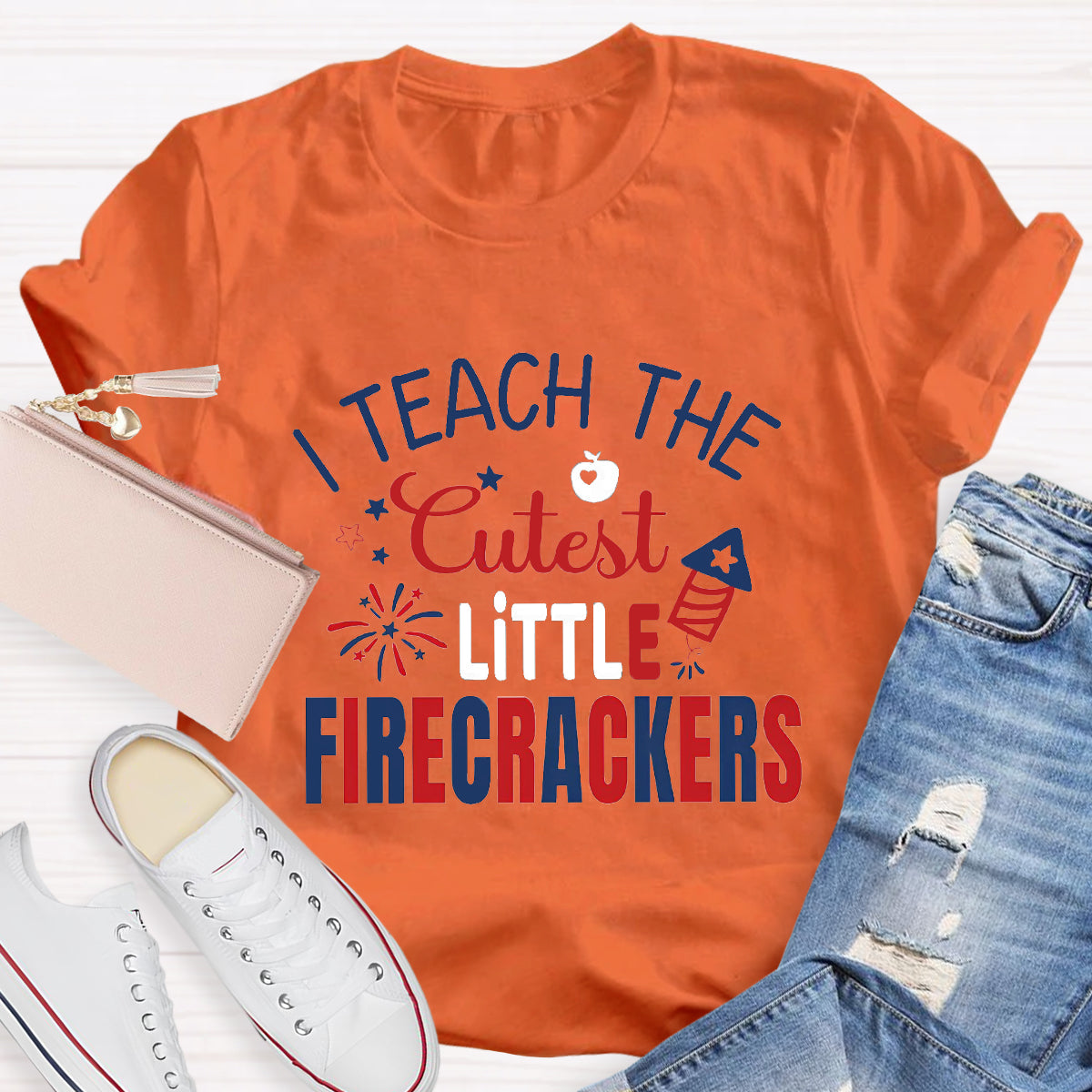 I Teach The Cutest Little Firecrackers Teacher T-Shirt