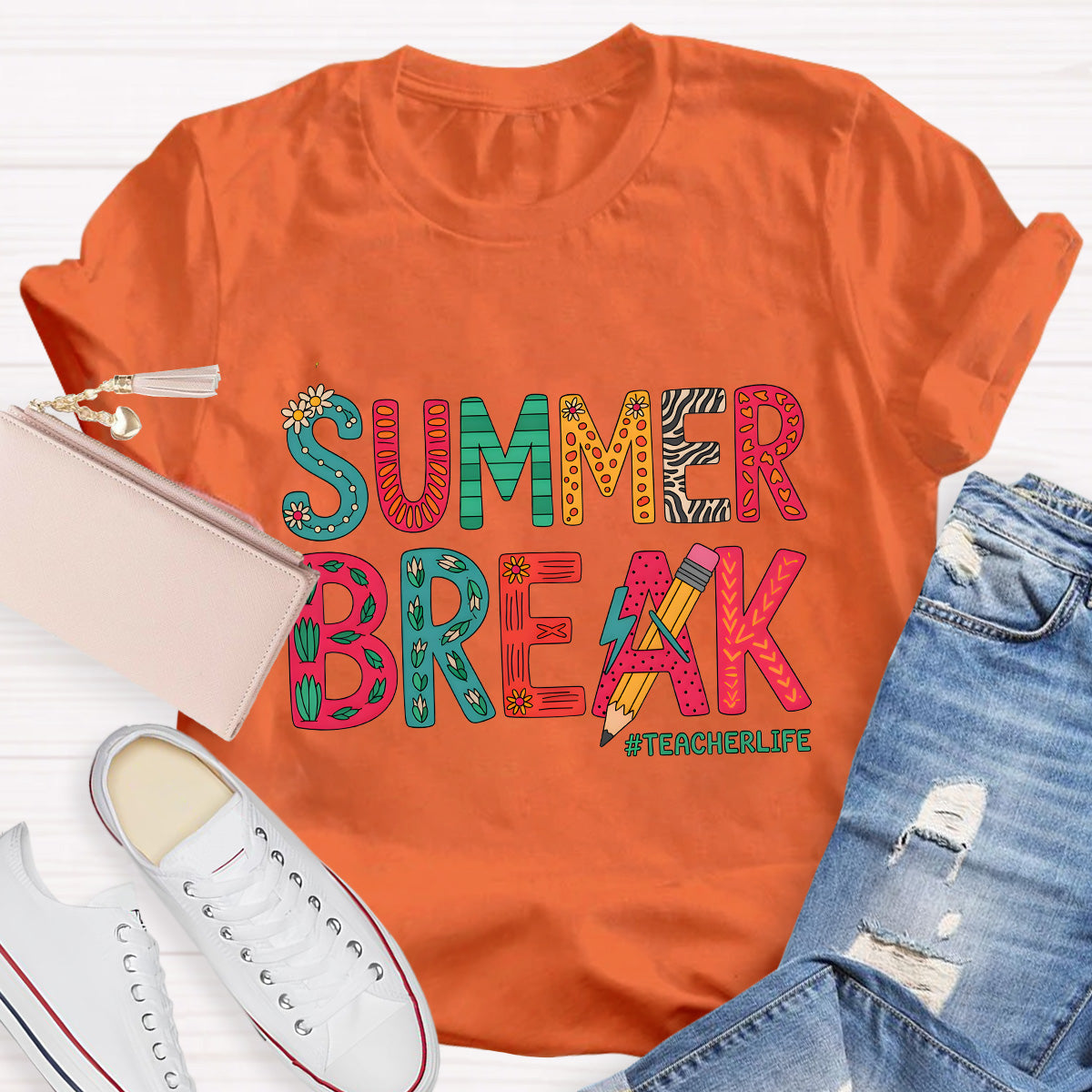 Summer Break Teacher Life Pencil Teacher T-Shirt