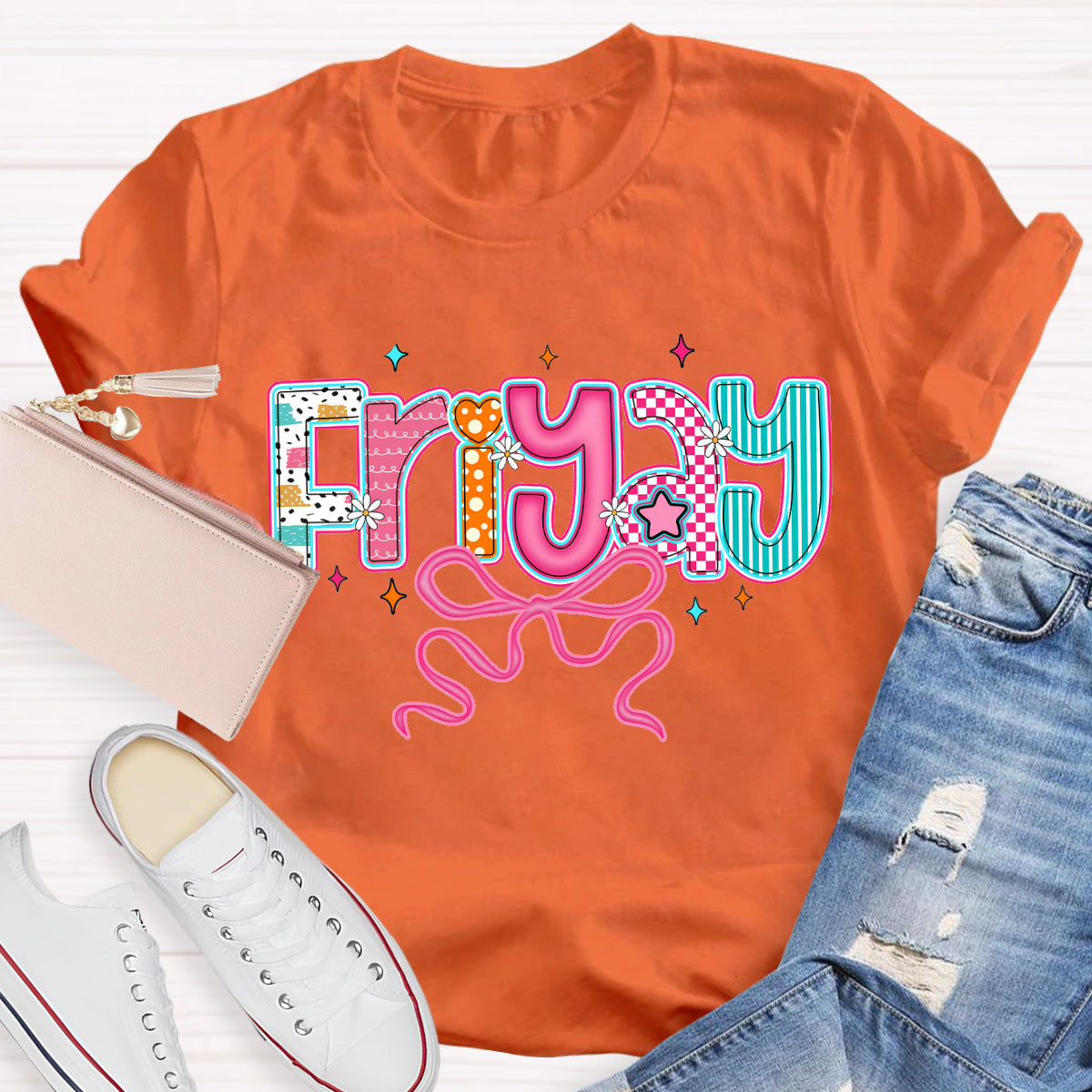 Friyay Pink Star Teacher T-Shirt