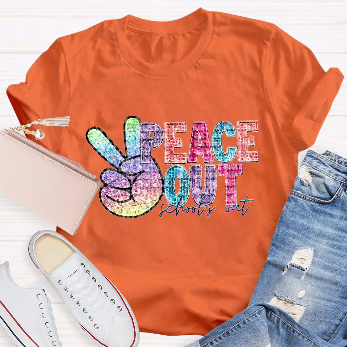 Peace Out Last Day Of School Teacher T-Shirt