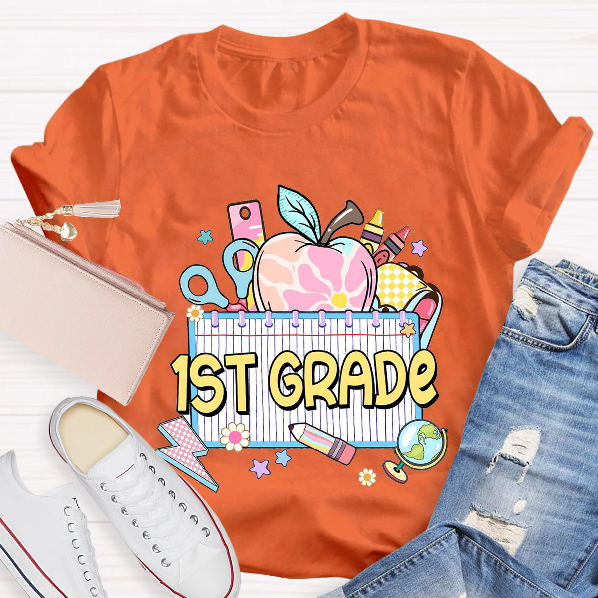 Personalized Grade Teacher Books Apple T-Shirt