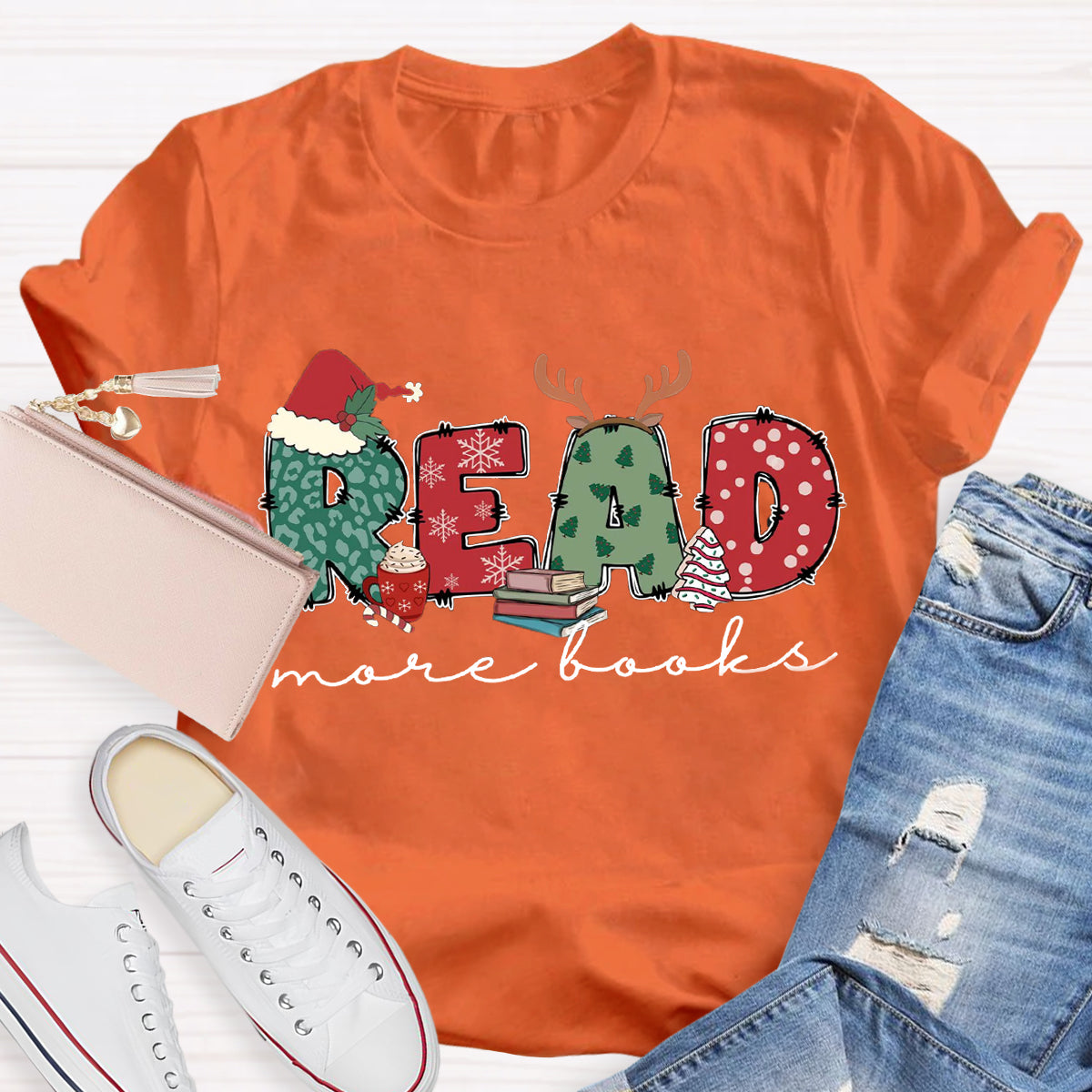 Read More Books Christmas Teacher T-Shirt