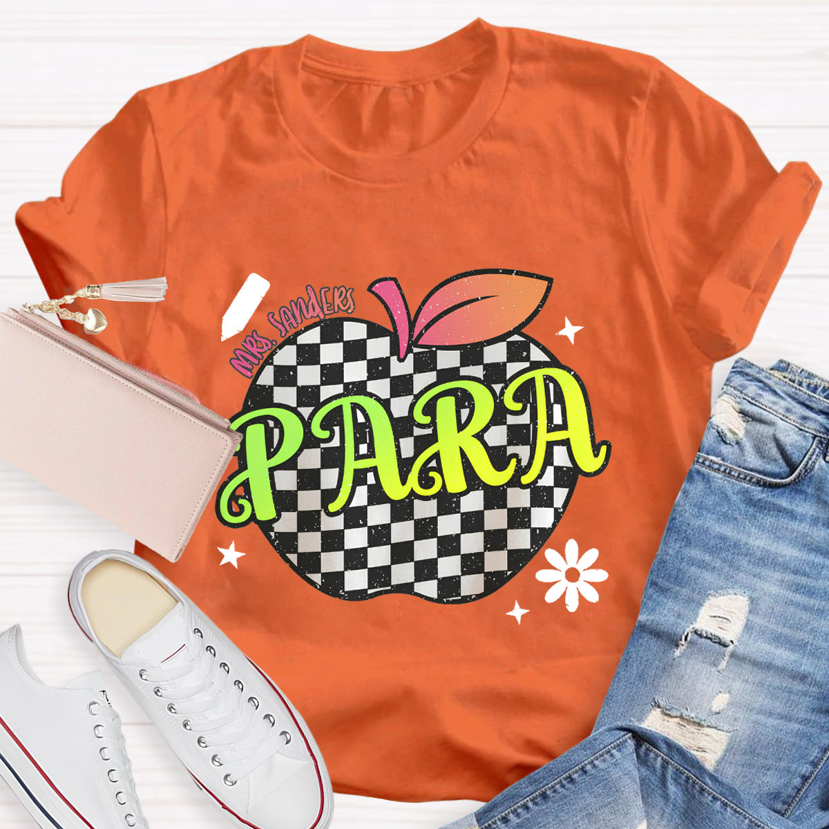 Personalized Para Teachers Name Apple Teacher T-Shirt