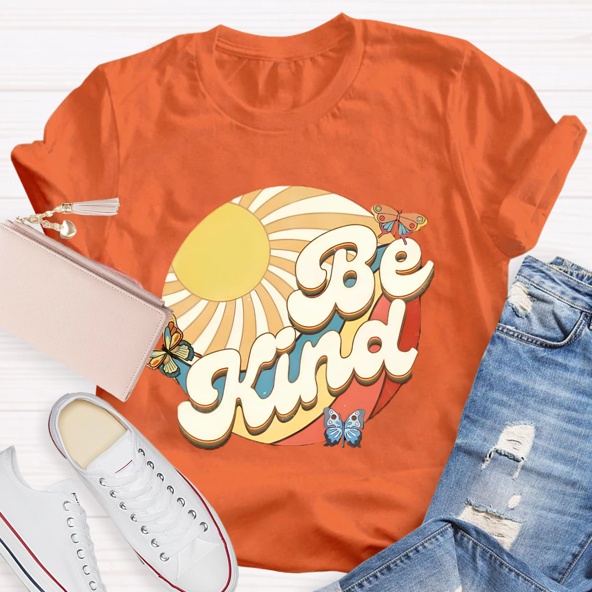 Be Kind Sunshine Butterfly Teacher T-Shirt