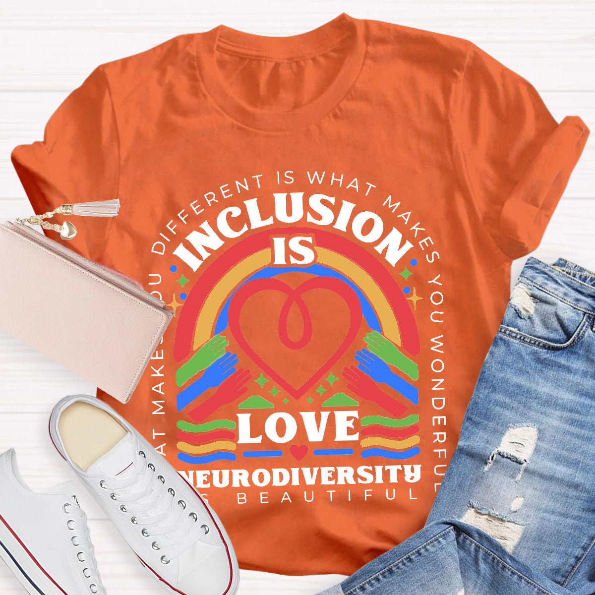 Inclusion Is Love Neurodiversity Teacher T-Shirt