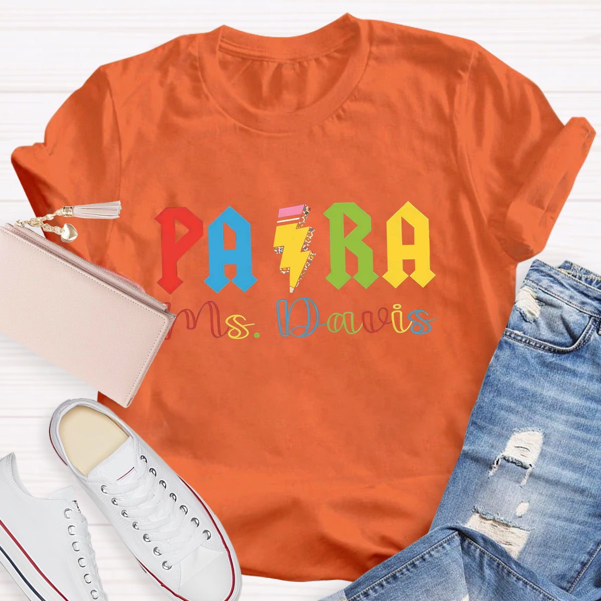 Personalized Para Teacher Name Pencil T-Shirt