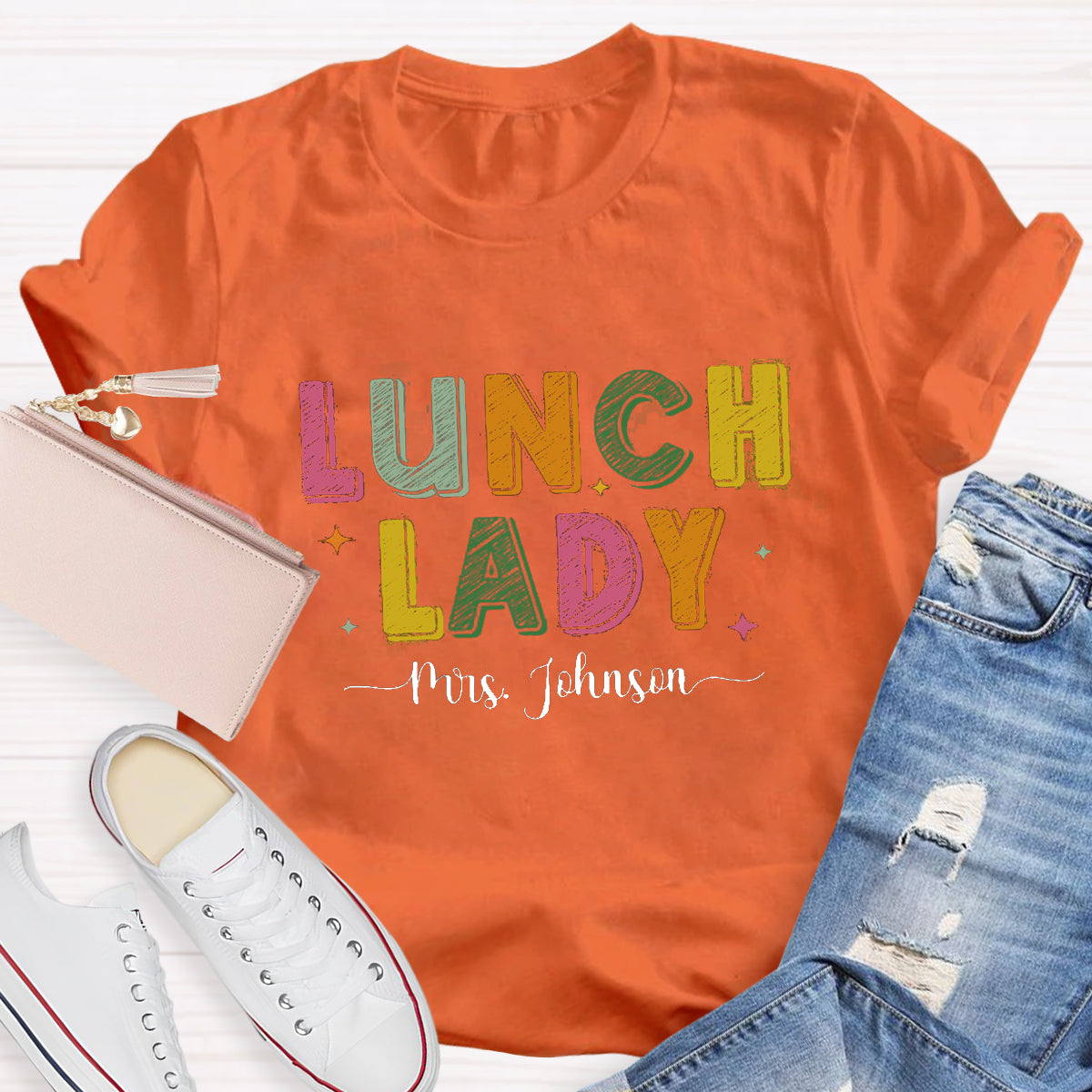 Personalized Lunch Lady Name Teacher T-Shirt