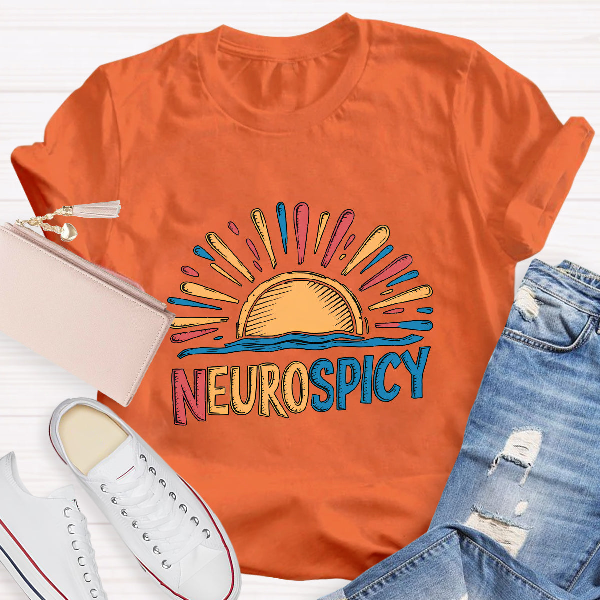 Rainbow Positive Autism Teacher T-Shirt