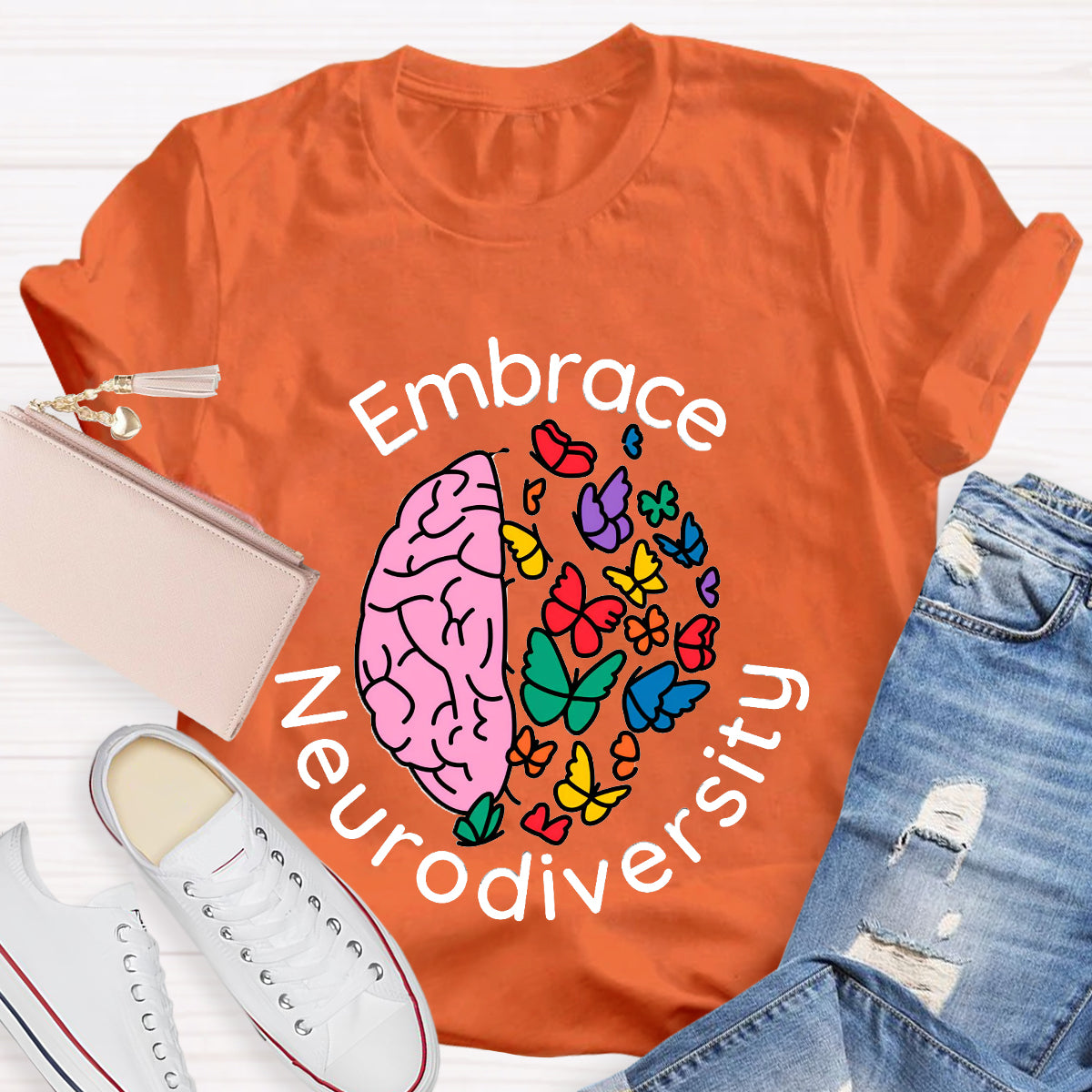 Embrace Neurodiversity Brain Butterfly T-Shirt