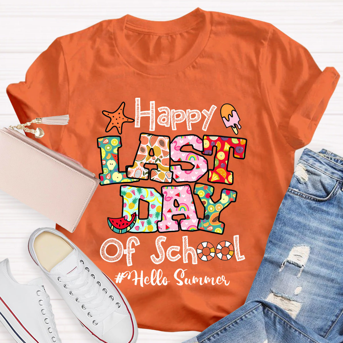 Hello Summer Happy Last Day Of School  Teacher T-Shirt