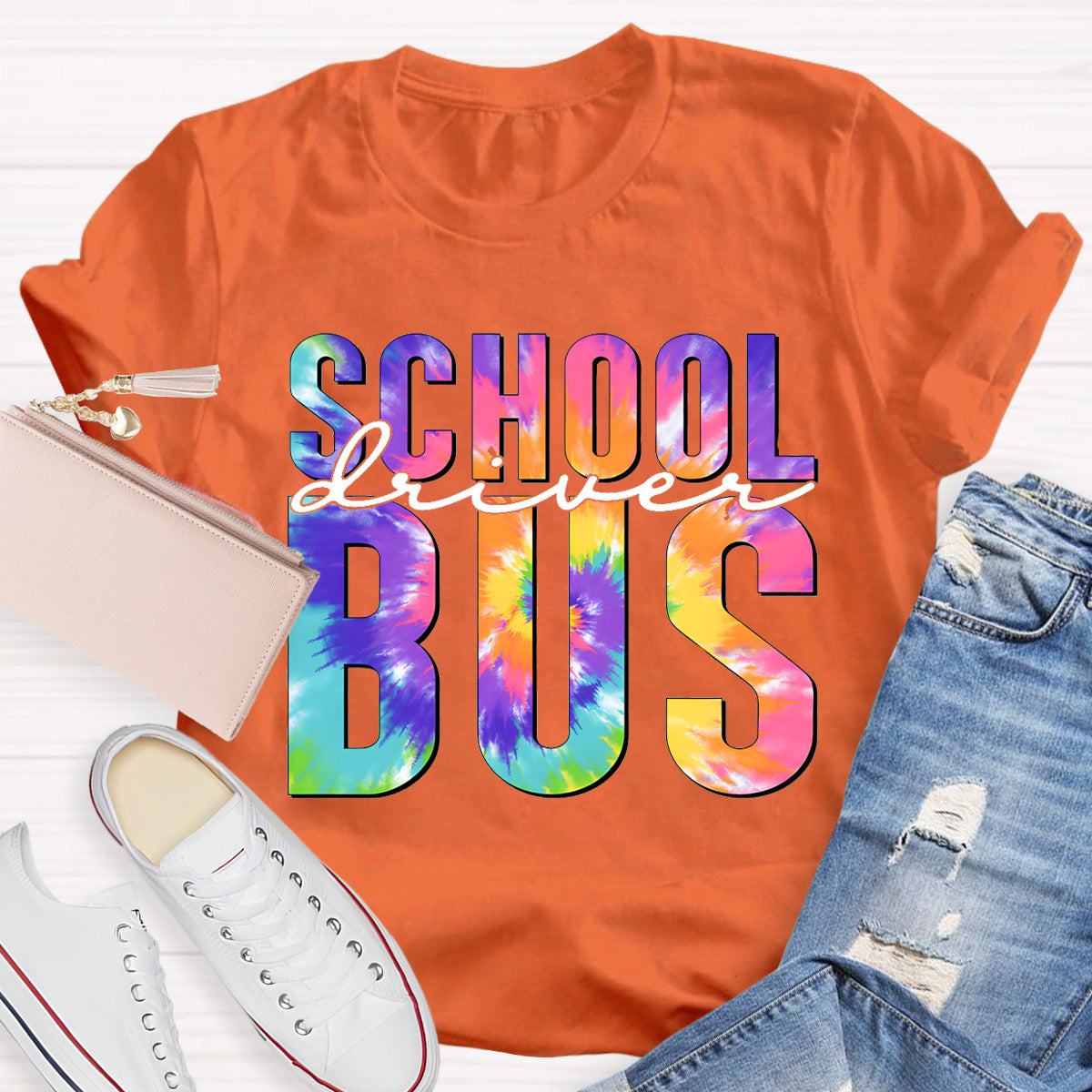 Colorful Printed School Bus Driver T-Shirt