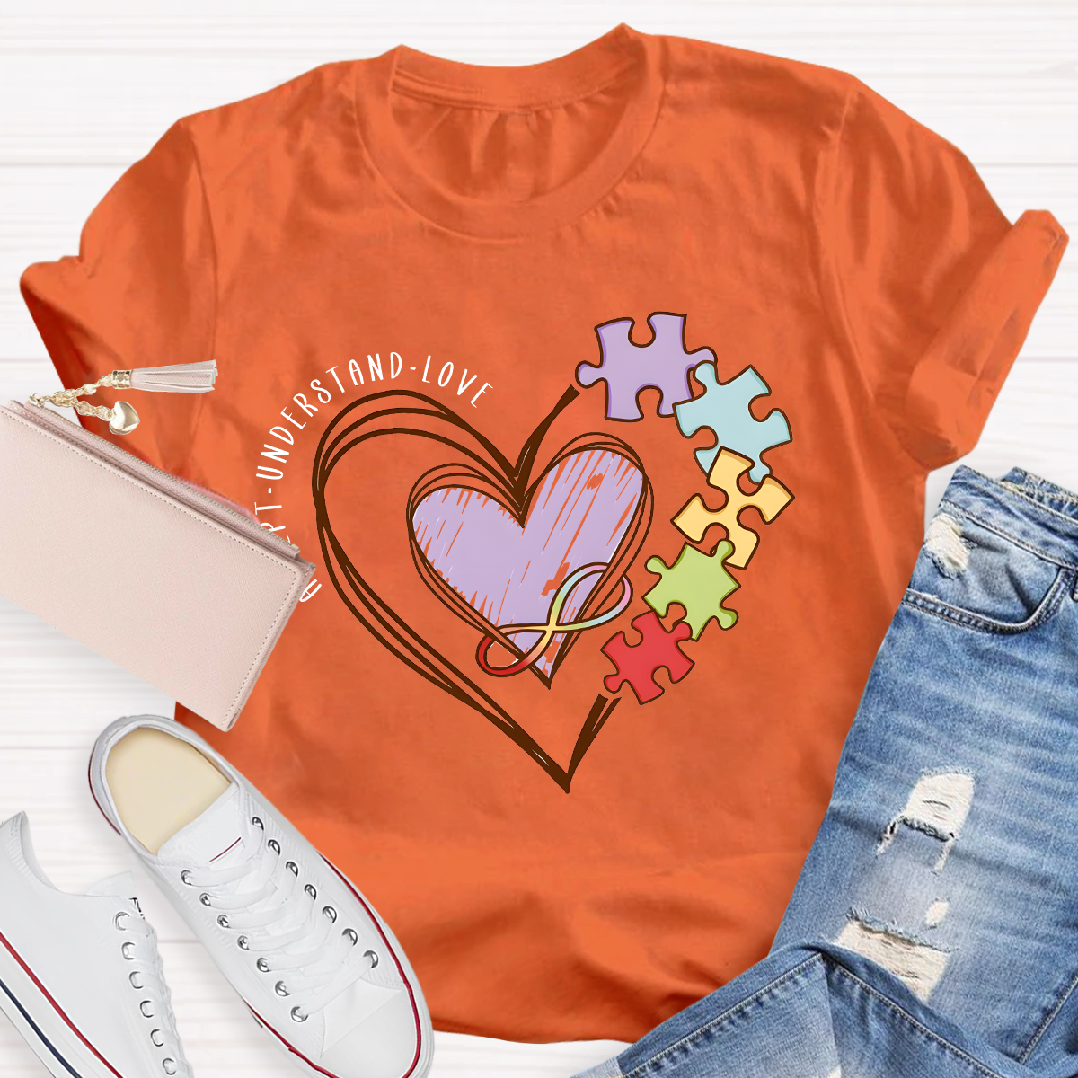 Accept Understand Love Puzzle Teacher T-Shirt