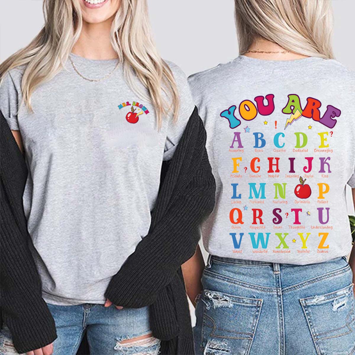 Personalized Name You Are Brave Apple Double Printed T-shirt