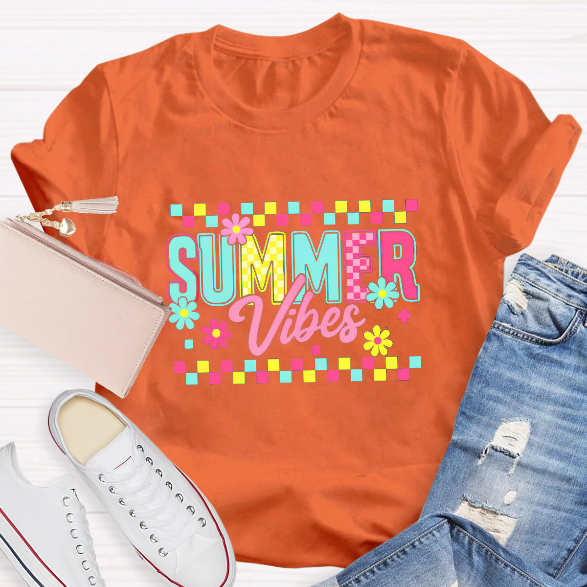 Floral Summer Vibes Teacher T-Shirt