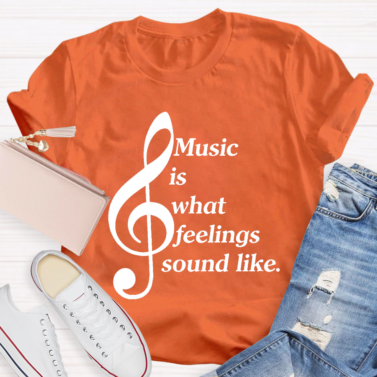 Music Is What Feelings Sound Like Teacher T-Shirt