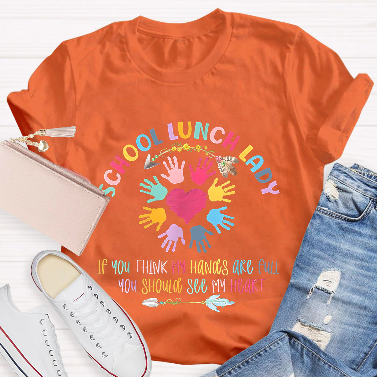 School Lunch Lady See My Heart Teacher T-Shirt