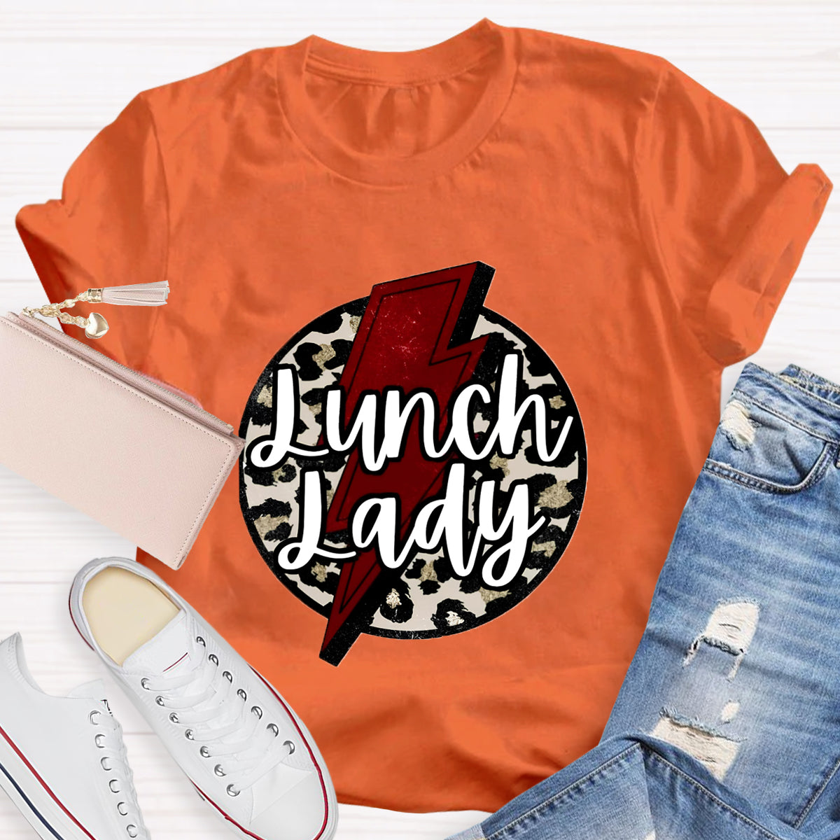 Leopard Printed Lunch lady T-Shirt