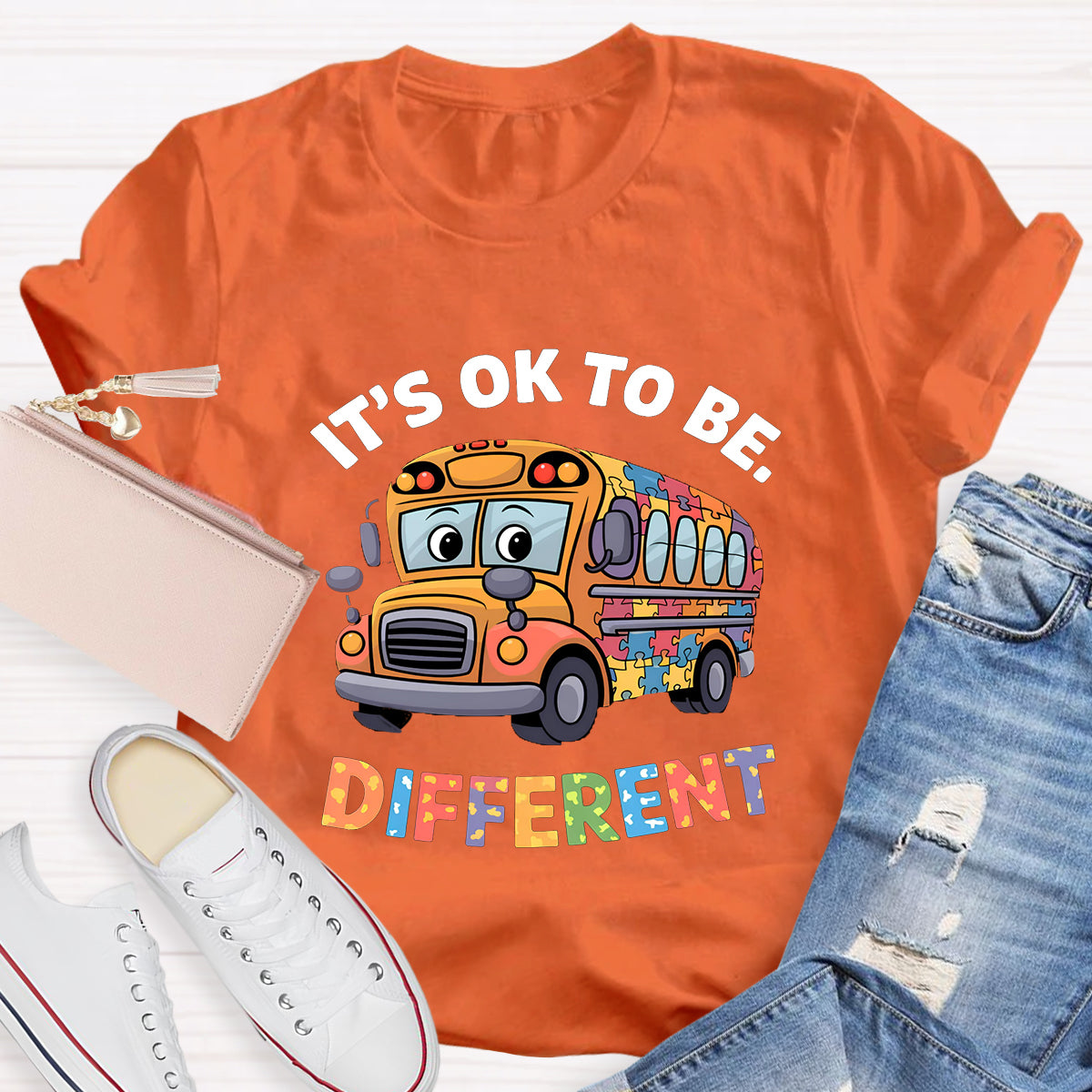 It's OK To Be Different School Bus Teacher T-Shirt