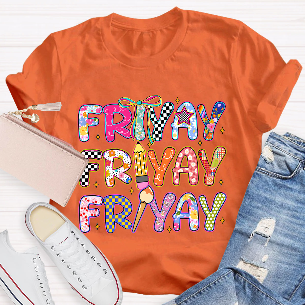 Friyay Star Pencil Teacher T-Shirt